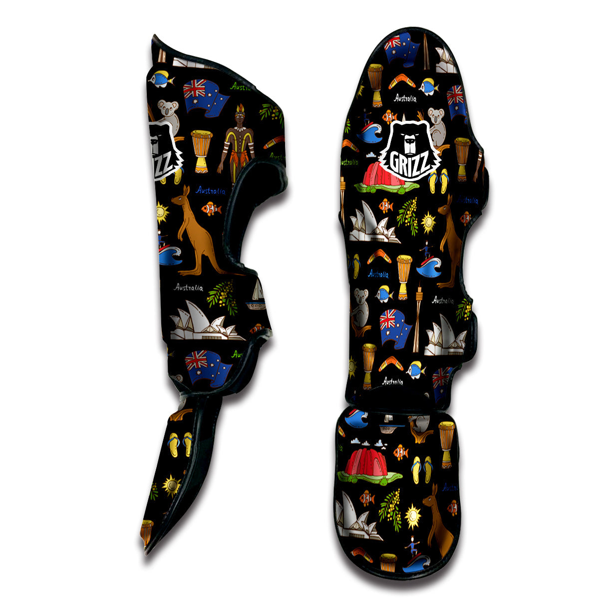 Australia Theme Print Pattern Muay Thai Shin Guards-grizzshop