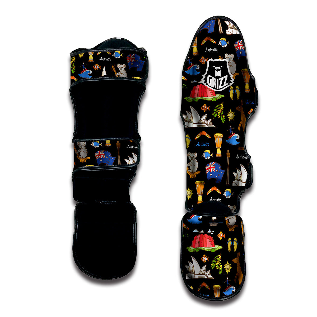 Australia Theme Print Pattern Muay Thai Shin Guards-grizzshop