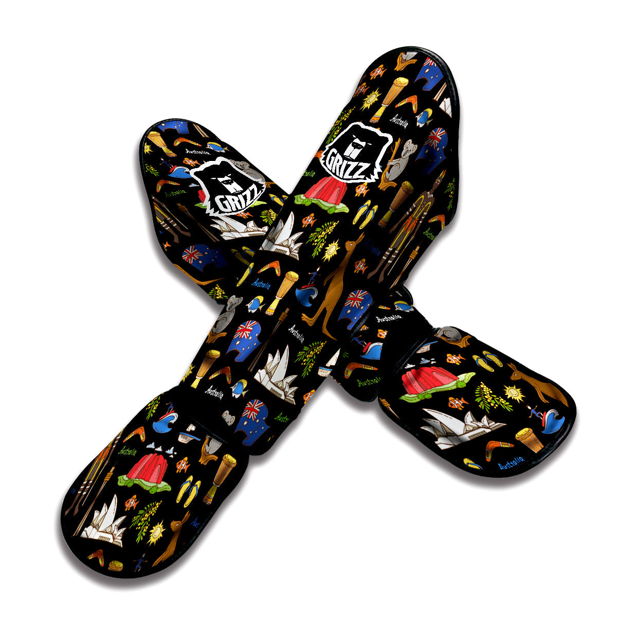 Australia Theme Print Pattern Muay Thai Shin Guards-grizzshop