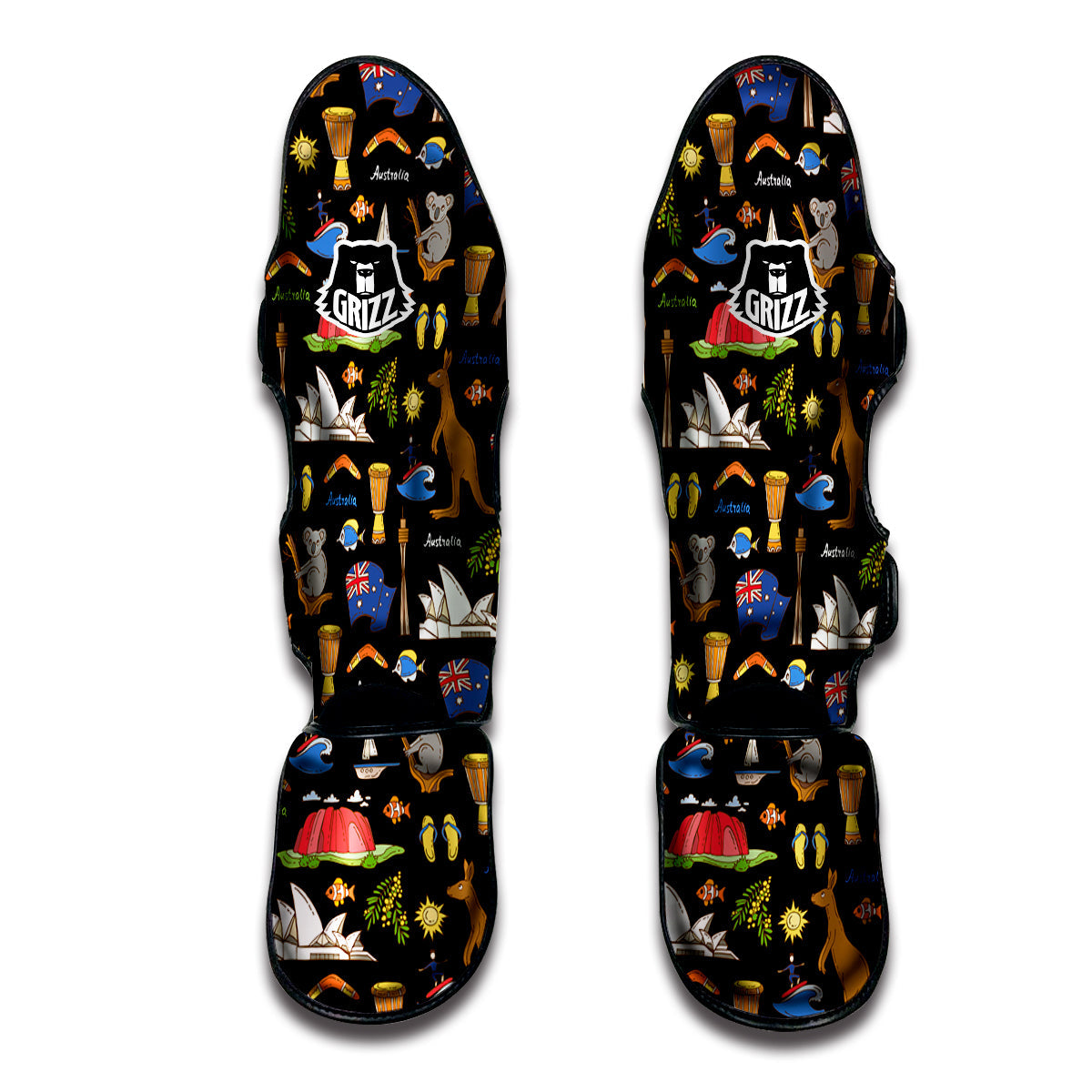 Australia Theme Print Pattern Muay Thai Shin Guards-grizzshop