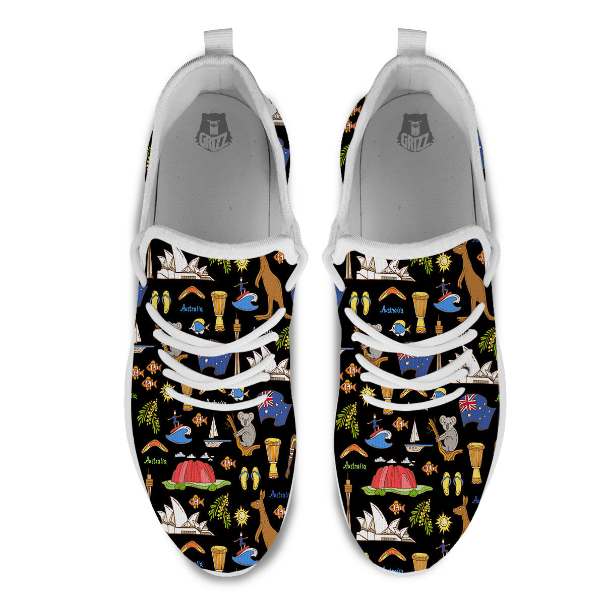 Australia Theme Print Pattern White Athletic Shoes-grizzshop