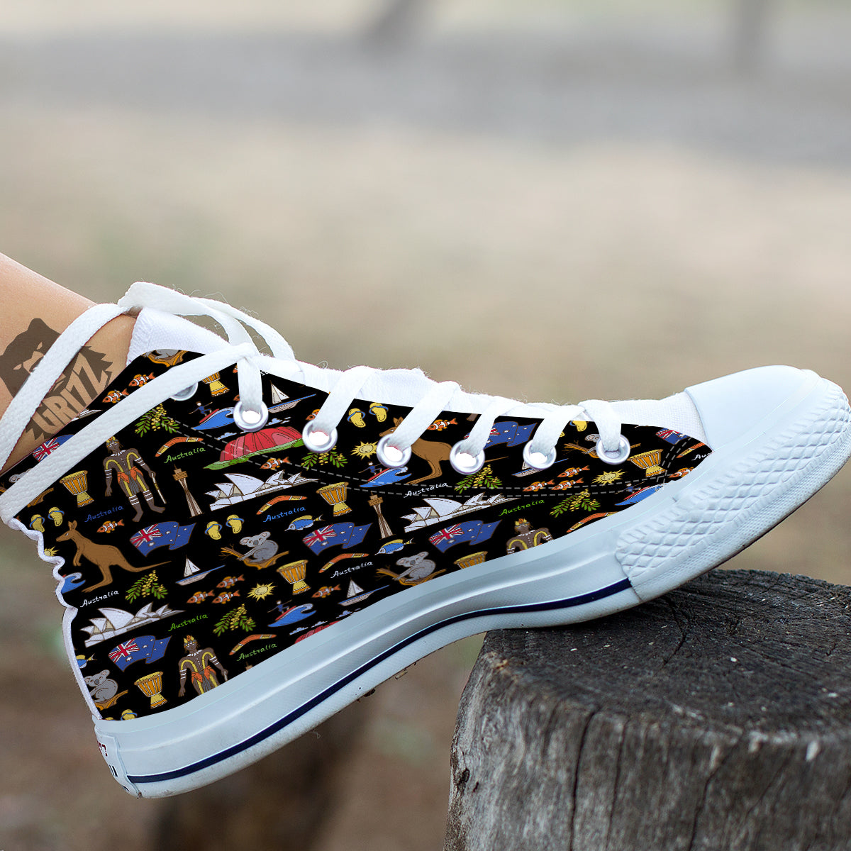 Australia Theme Print Pattern White High Top Shoes-grizzshop