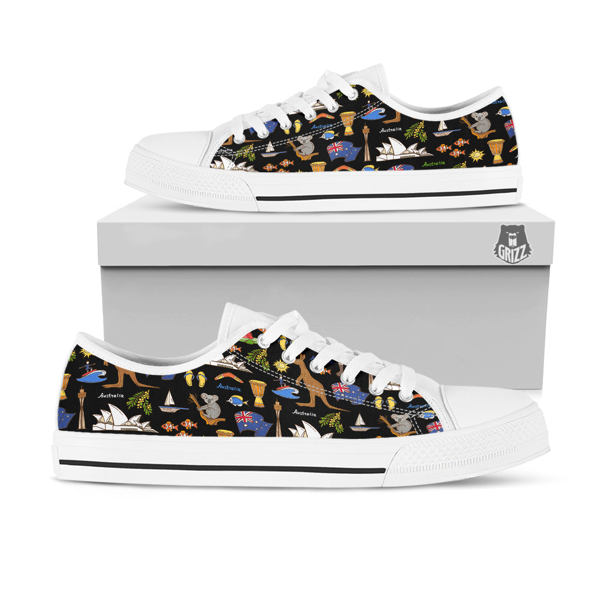 Australia Theme Print Pattern White Low Top Shoes-grizzshop