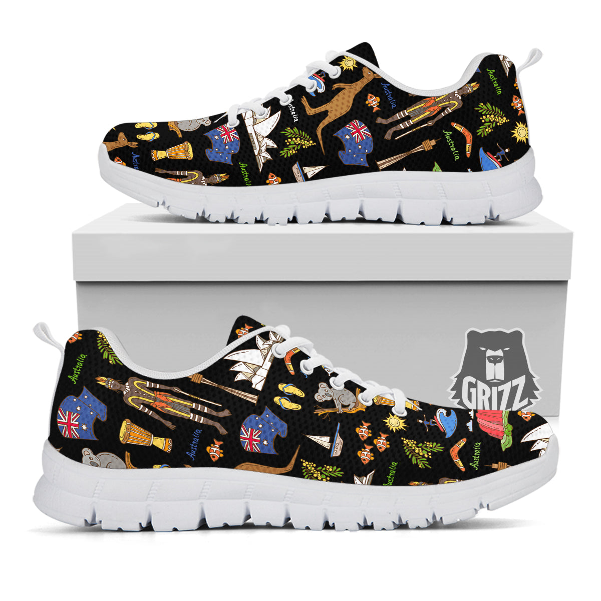 Australia Theme Print Pattern White Sneaker-grizzshop