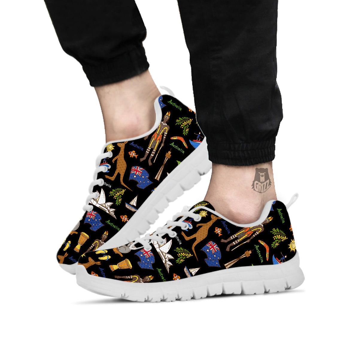 Australia Theme Print Pattern White Sneaker-grizzshop