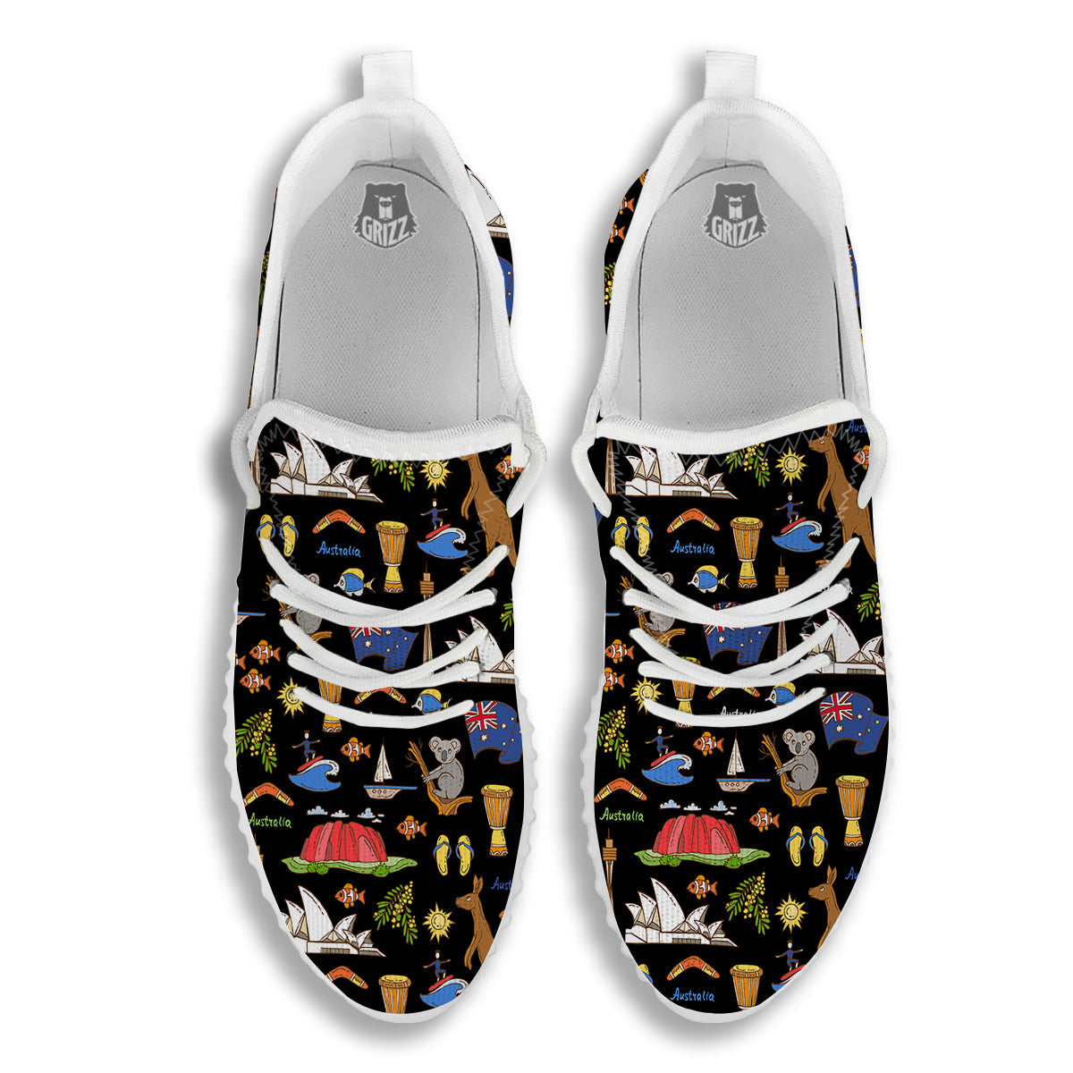 Australia Theme Print Pattern White Walking Shoes-grizzshop