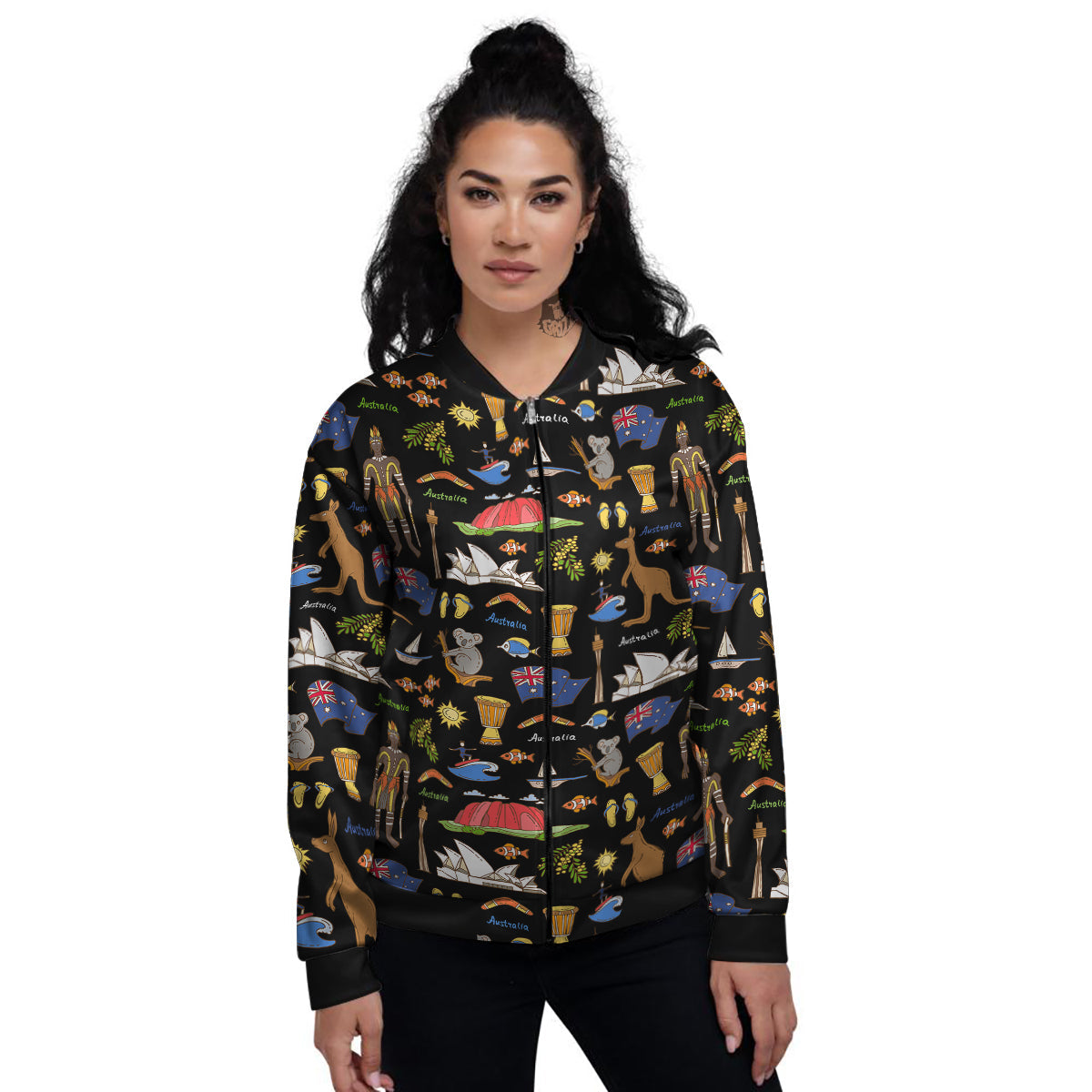 Australia Theme Print Pattern Women's Bomber Jacket-grizzshop