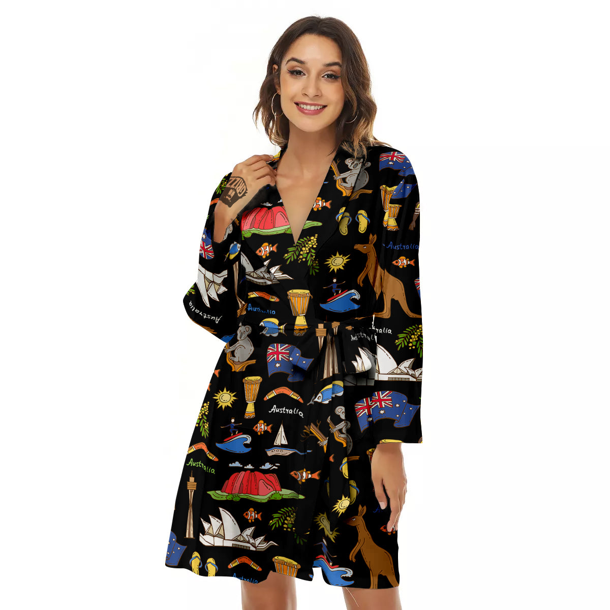 Australia Theme Print Pattern Women's Robe-grizzshop