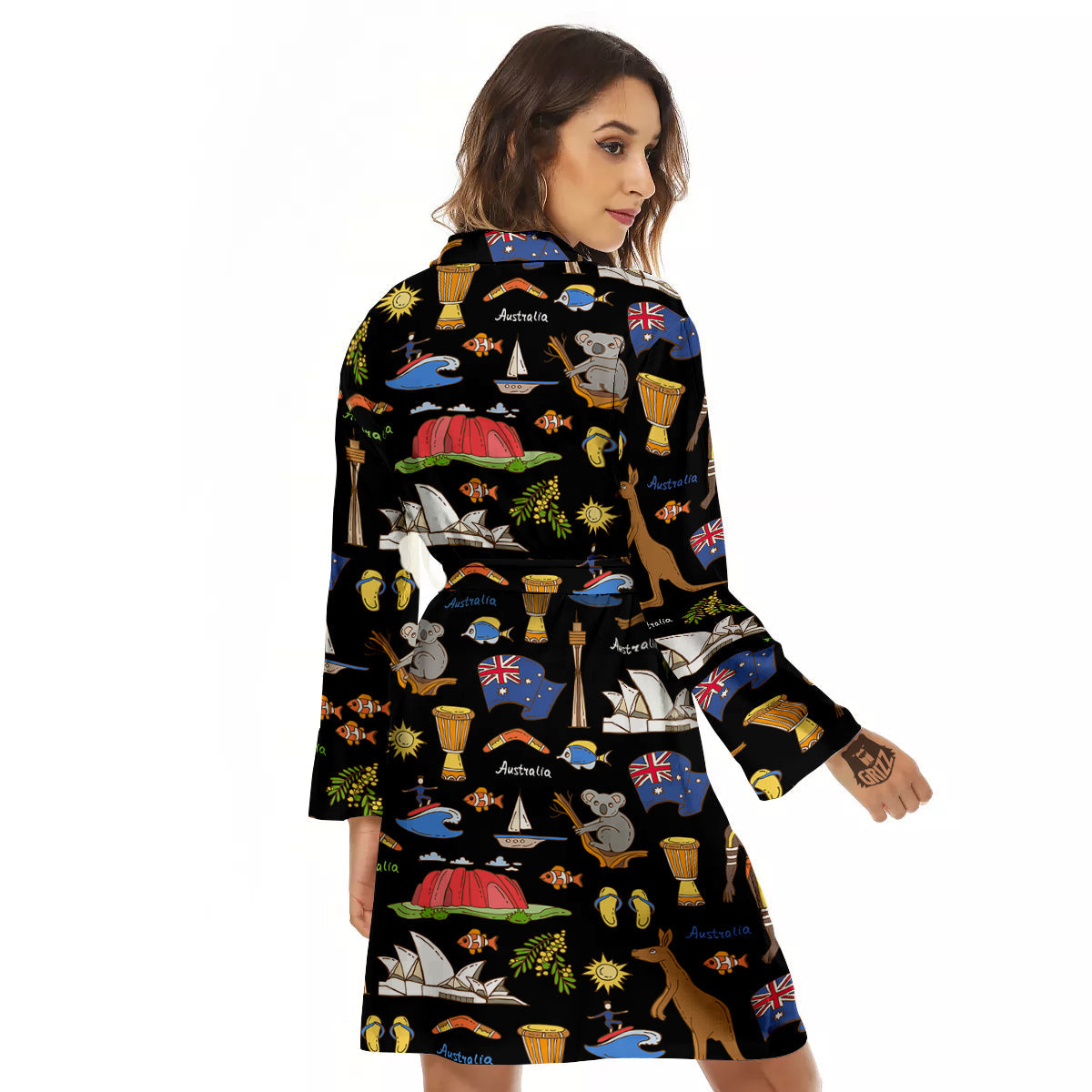 Australia Theme Print Pattern Women's Robe-grizzshop