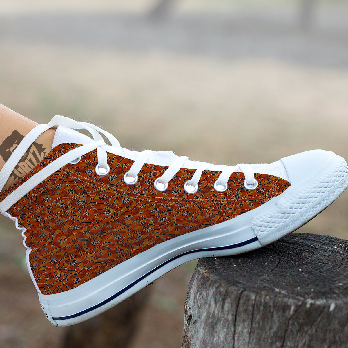 Australian Aboriginal Print Pattern White High Top Shoes-grizzshop