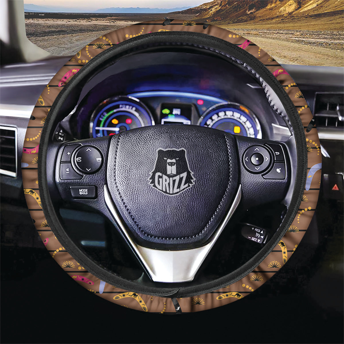 Australian Boomerangs Print Pattern Car Steering Wheel Cover-grizzshop