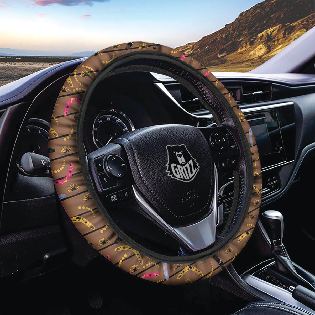 Australian Boomerangs Print Pattern Car Steering Wheel Cover-grizzshop
