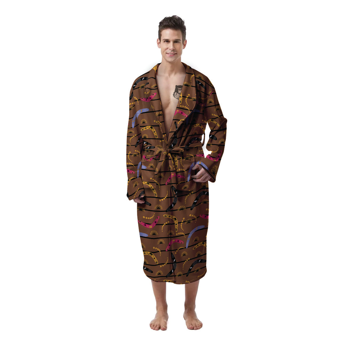 Australian Boomerangs Print Pattern Men's Robe-grizzshop