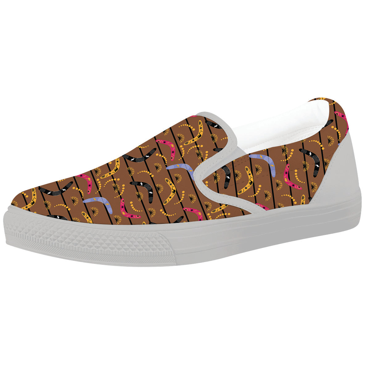 Australian Boomerangs Print Pattern White Slip On Shoes-grizzshop