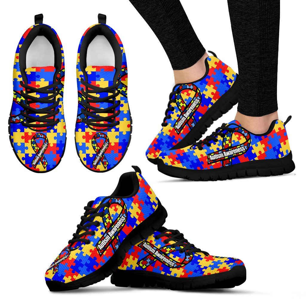 Autism Awareness Black Sneakers for Women and Men-grizzshop