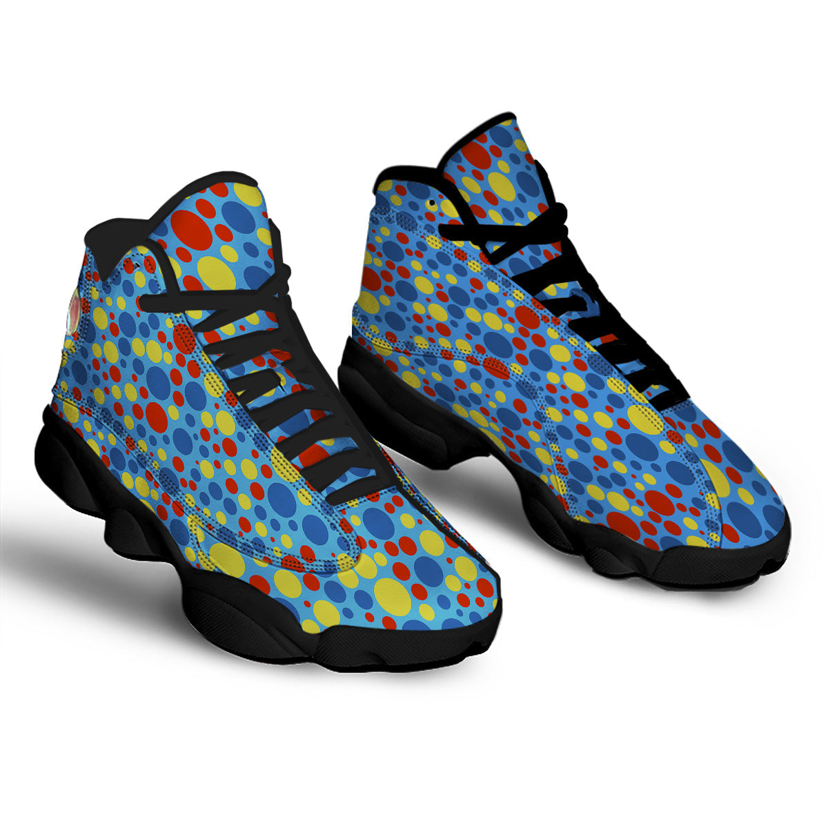 Autism Awareness Dots Color Print Pattern Black Basketball Shoes-grizzshop