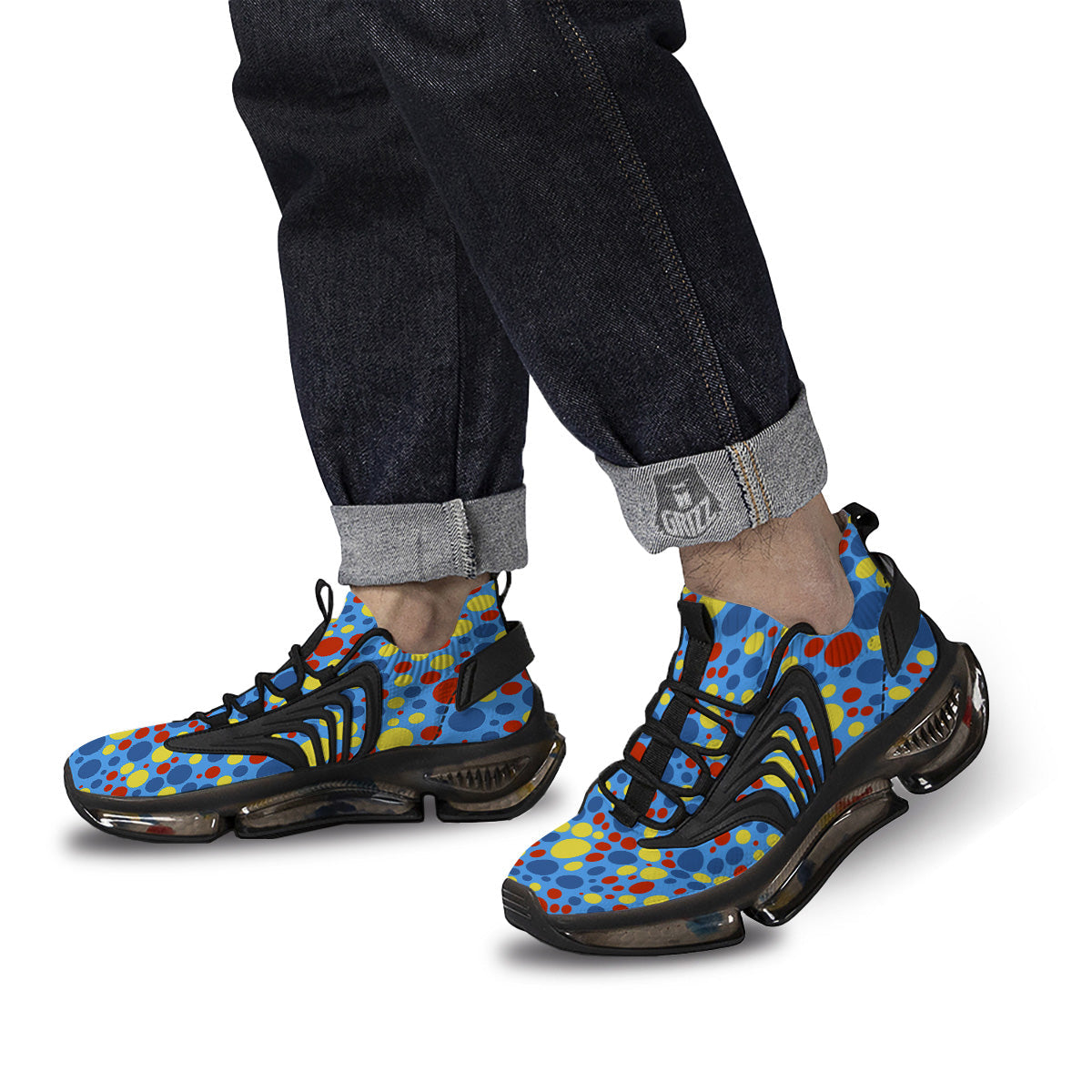 Autism Awareness Dots Color Print Pattern Black Gym Shoes-grizzshop