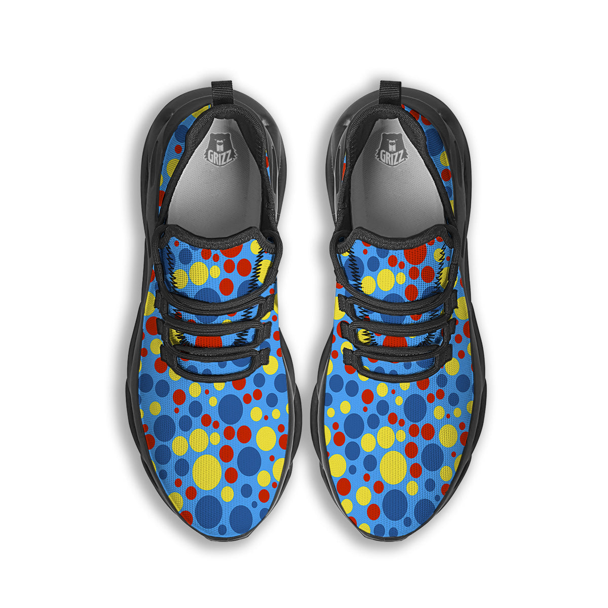 Autism Awareness Dots Color Print Pattern Black Running Shoes-grizzshop