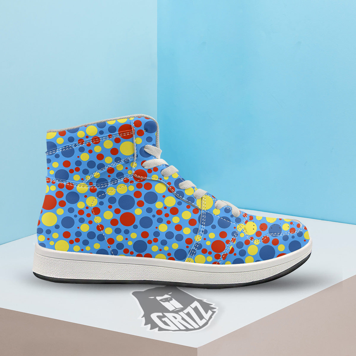Autism Awareness Dots Color Print Pattern High Top Sneakers-grizzshop