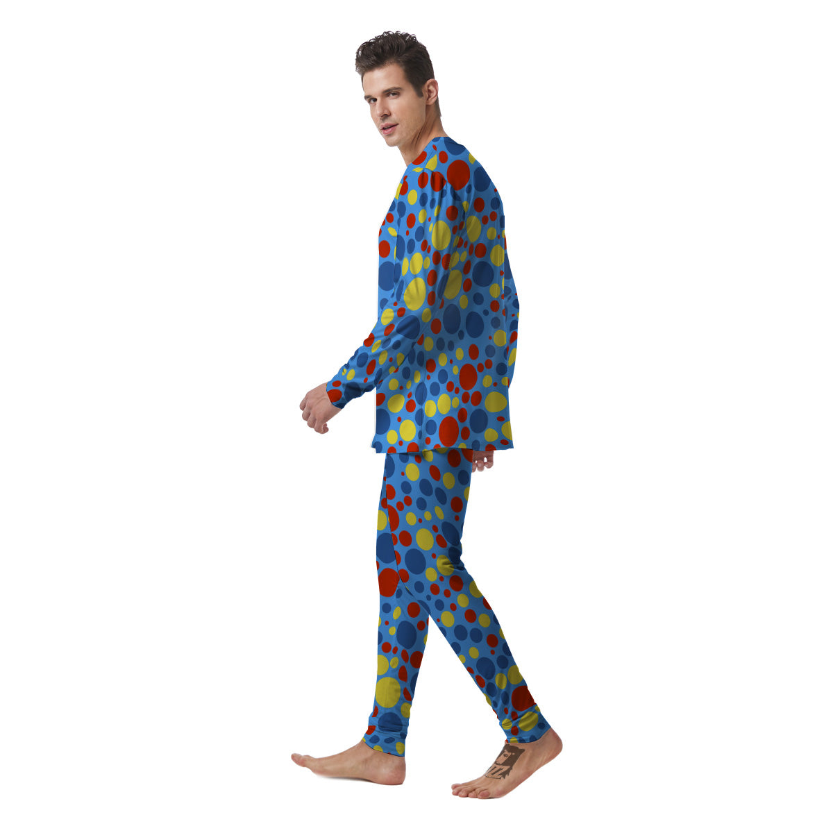 Autism Awareness Dots Color Print Pattern Men's Pajamas-grizzshop