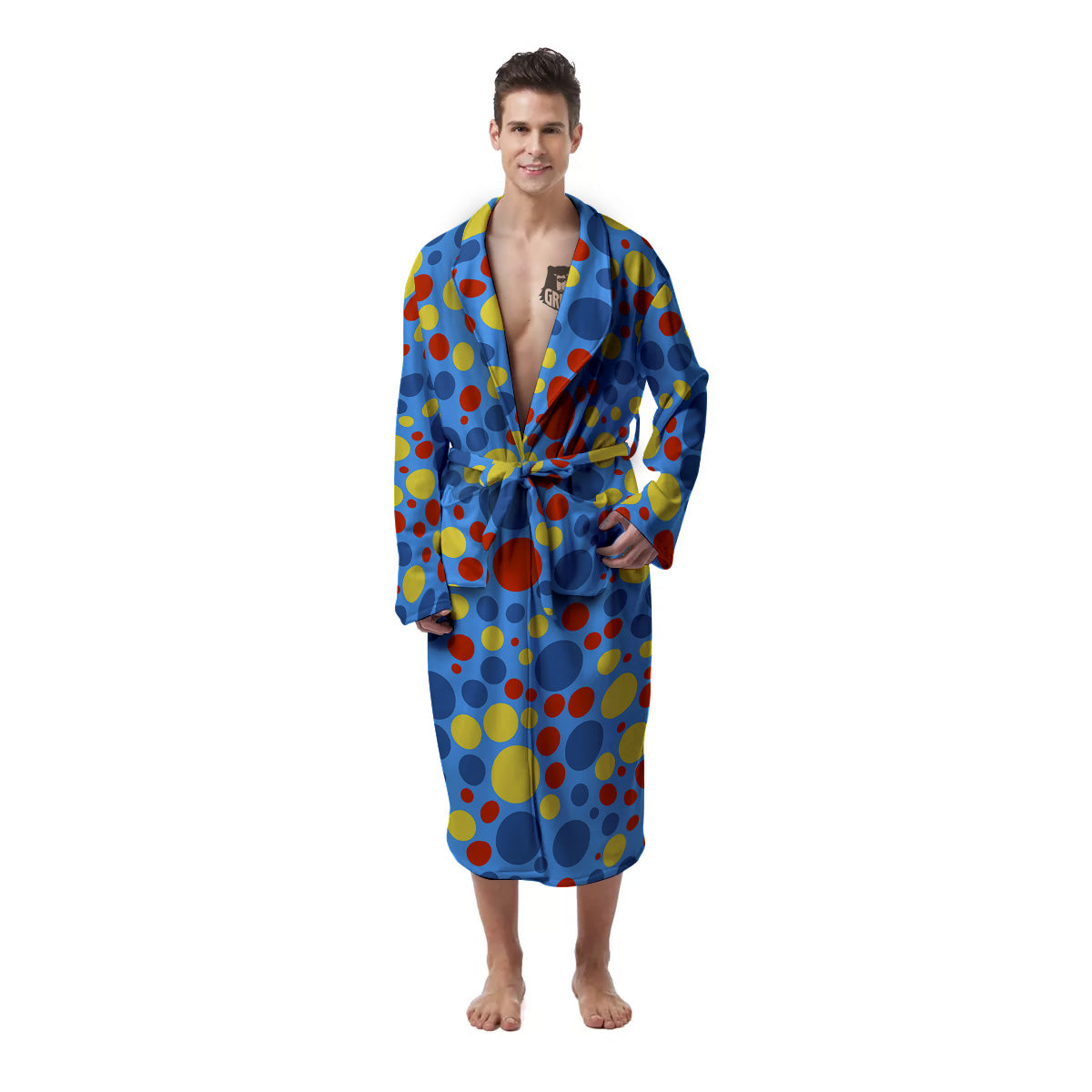 Autism Awareness Dots Color Print Pattern Men's Robe-grizzshop
