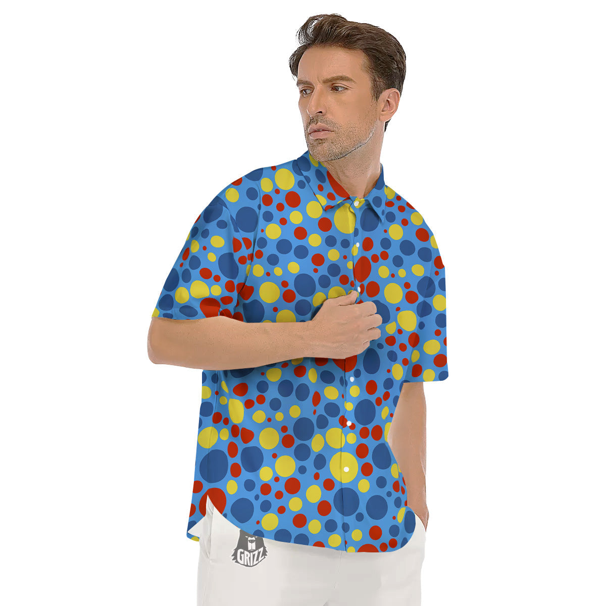 Autism Awareness Dots Color Print Pattern Men's Short Sleeve Shirts-grizzshop