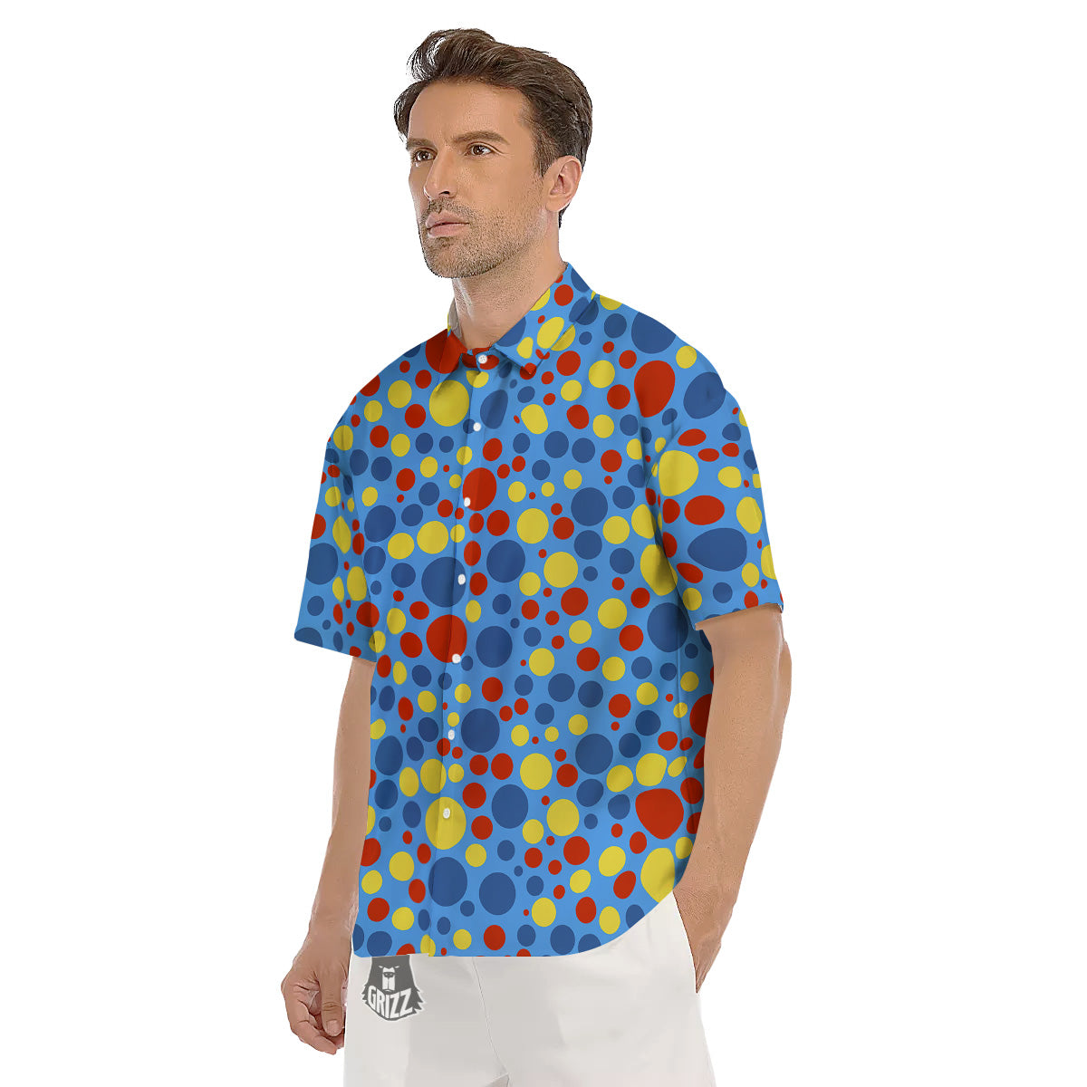 Autism Awareness Dots Color Print Pattern Men's Short Sleeve Shirts-grizzshop