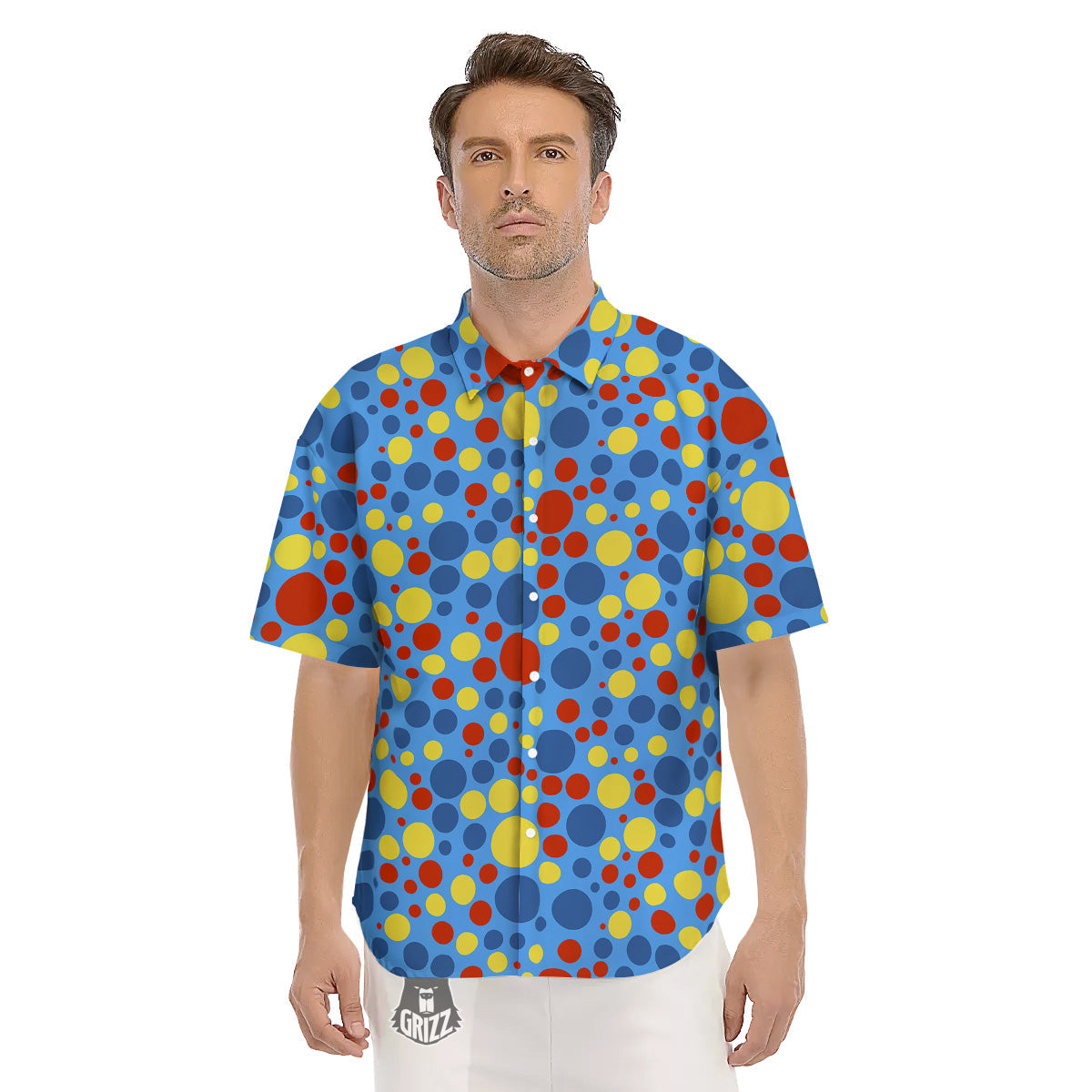 Autism Awareness Dots Color Print Pattern Men's Short Sleeve Shirts-grizzshop