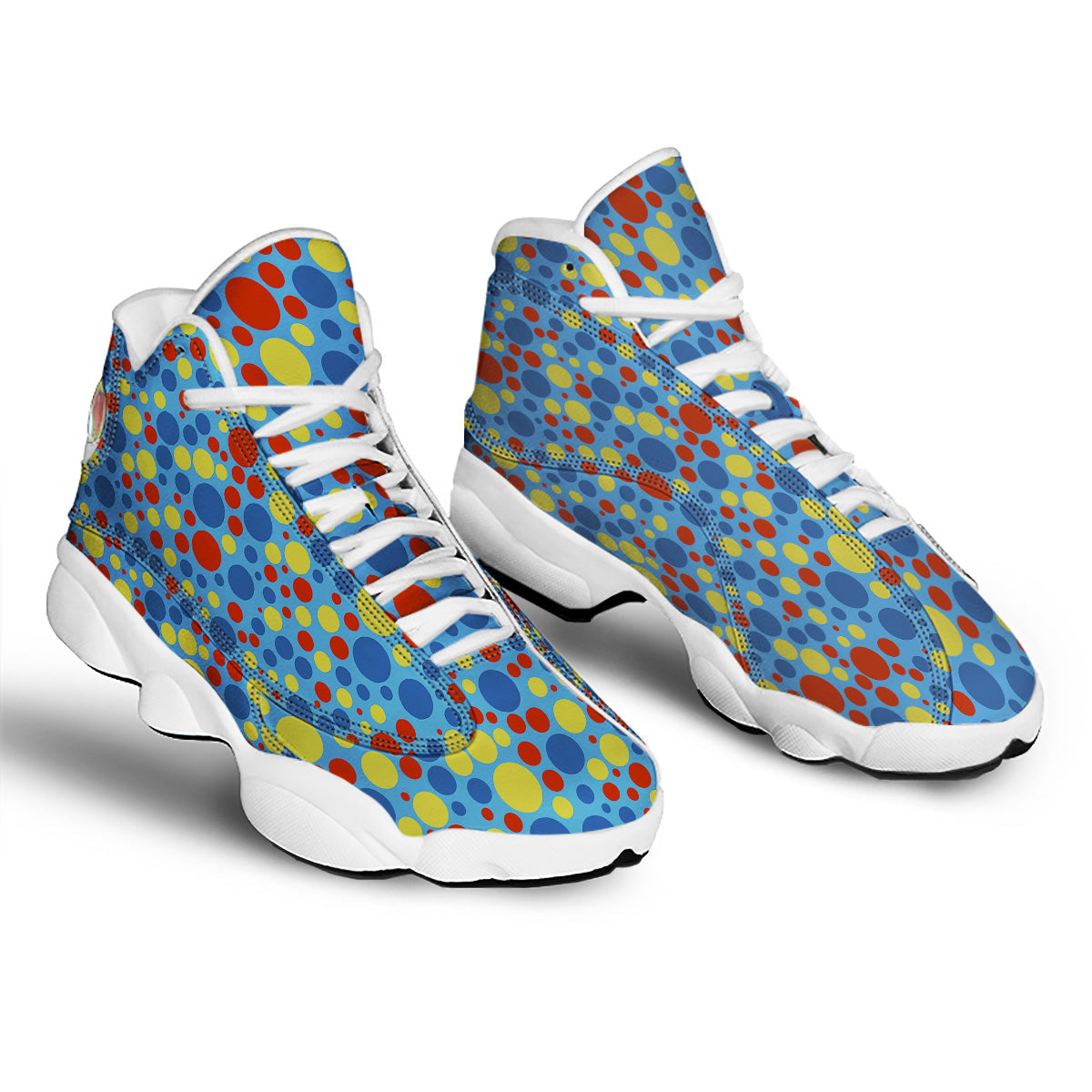 Autism Awareness Dots Color Print Pattern White Basketball Shoes-grizzshop