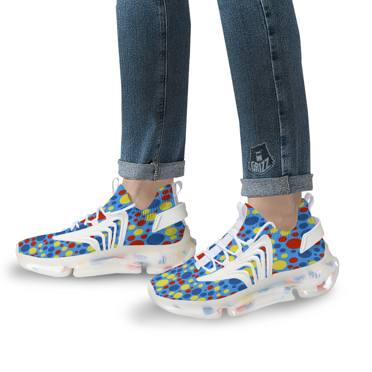 Autism Awareness Dots Color Print Pattern White Gym Shoes-grizzshop