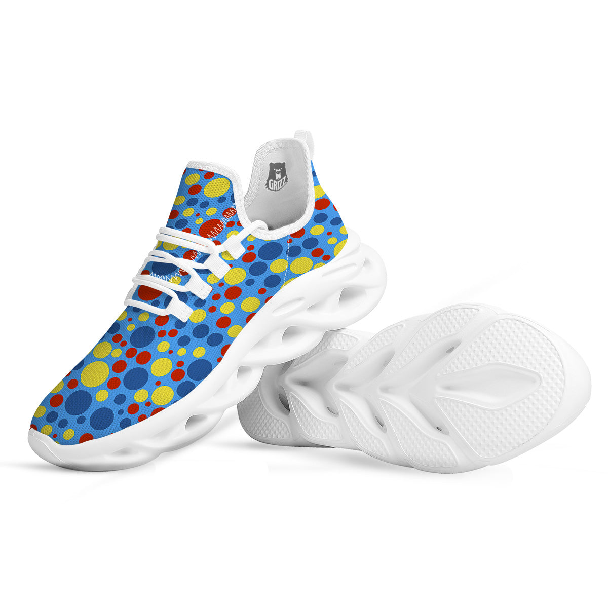 Autism Awareness Dots Color Print Pattern White Running Shoes-grizzshop