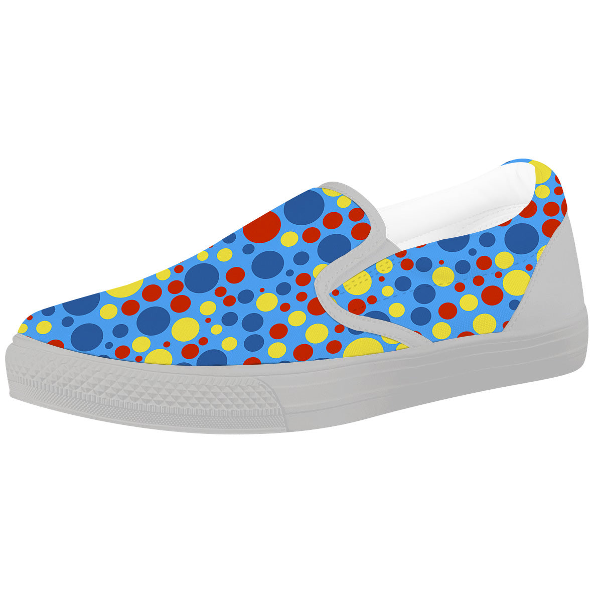 Autism Awareness Dots Color Print Pattern White Slip On Shoes-grizzshop