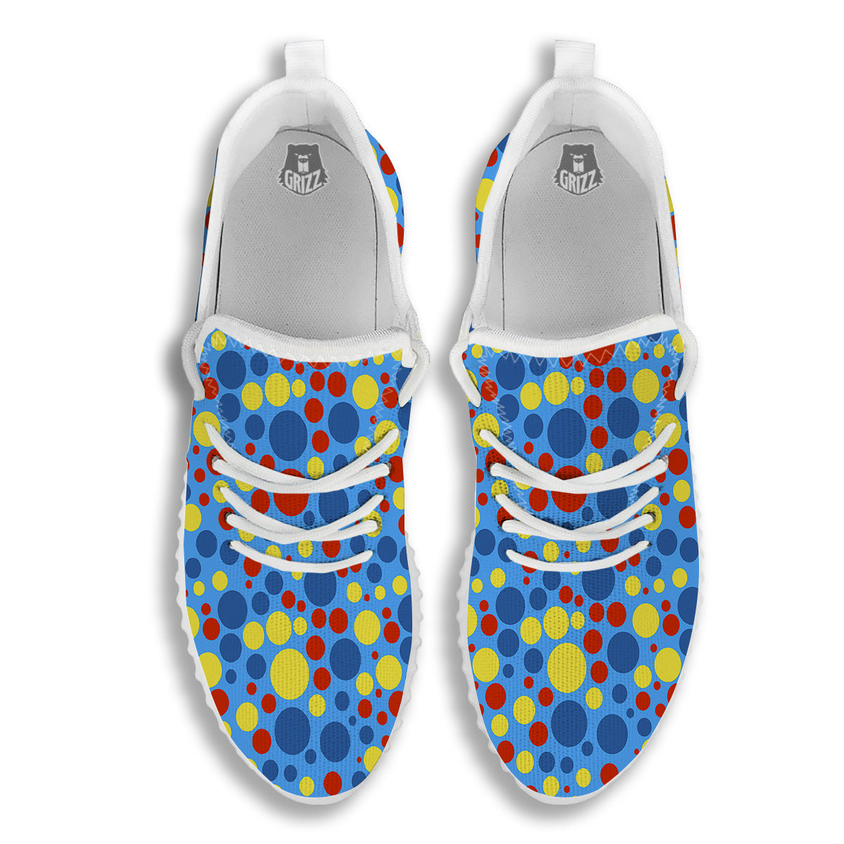 Autism Awareness Dots Color Print Pattern White Walking Shoes-grizzshop
