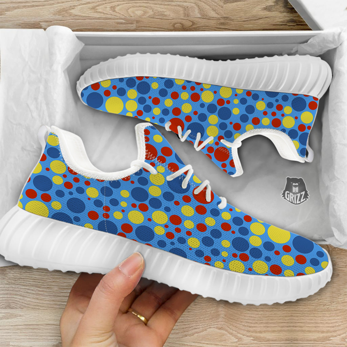 Autism Awareness Dots Color Print Pattern White Walking Shoes-grizzshop