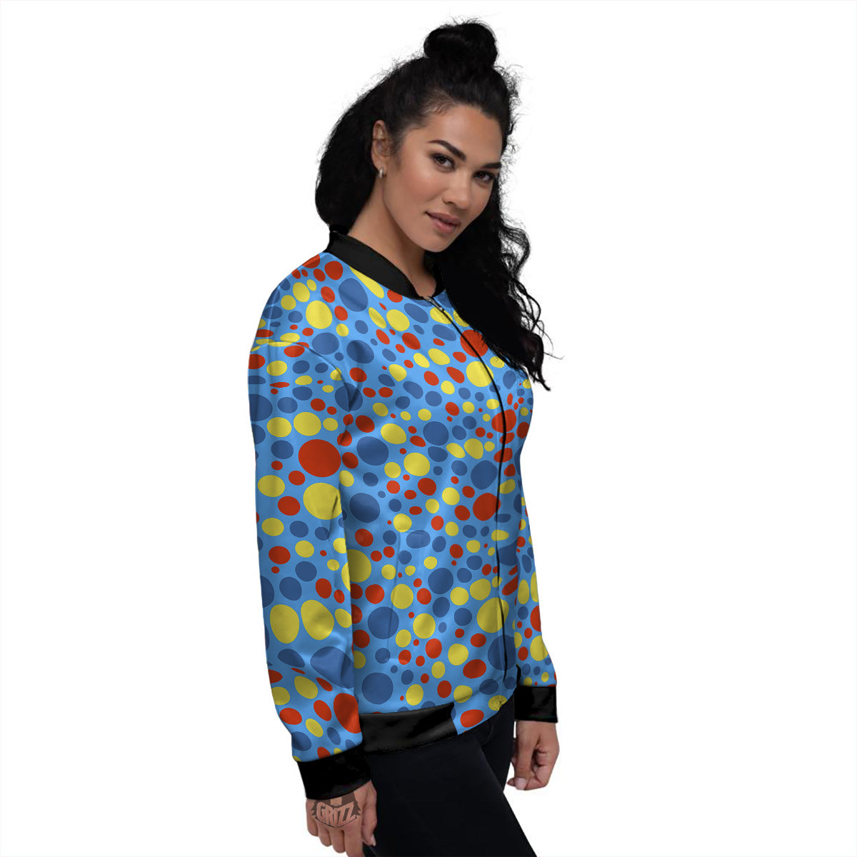Autism Awareness Dots Color Print Pattern Women's Bomber Jacket-grizzshop