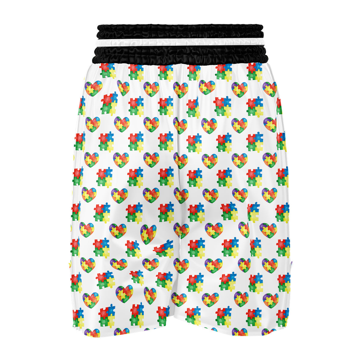 Autism Awareness Heart Print Pattern Boxing Shorts-grizzshop