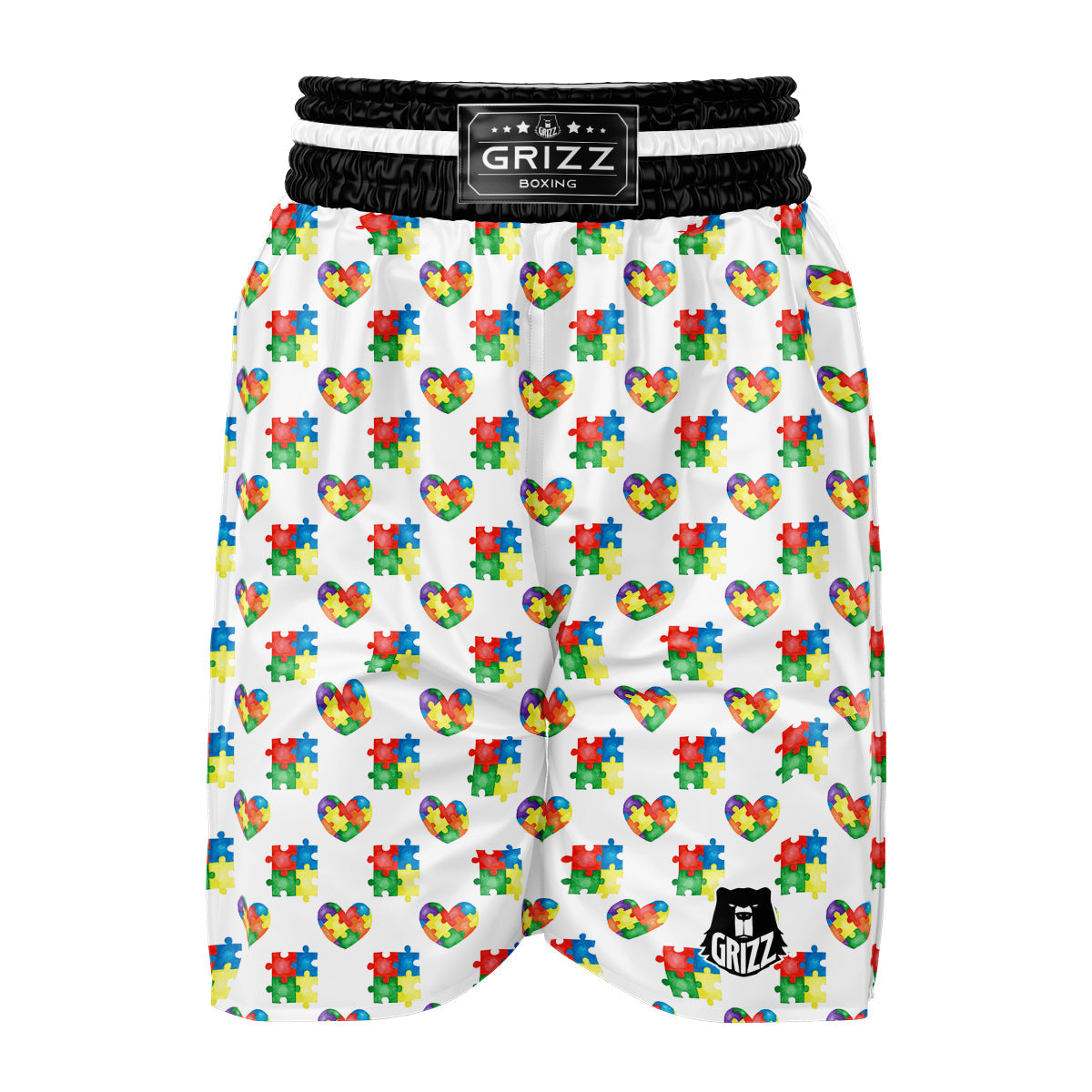 Autism Awareness Heart Print Pattern Boxing Shorts-grizzshop