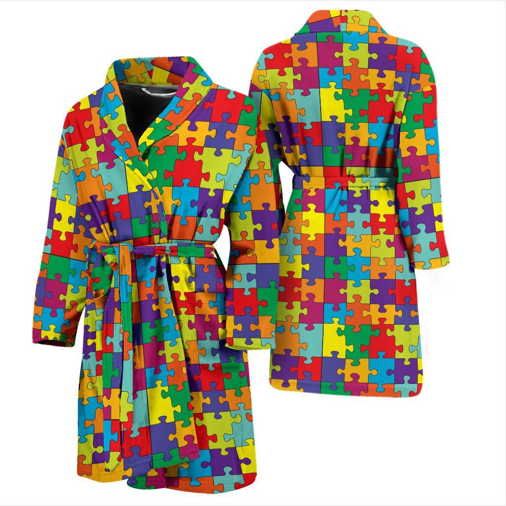 Autism Awareness Merchandise Men Long Robe-grizzshop