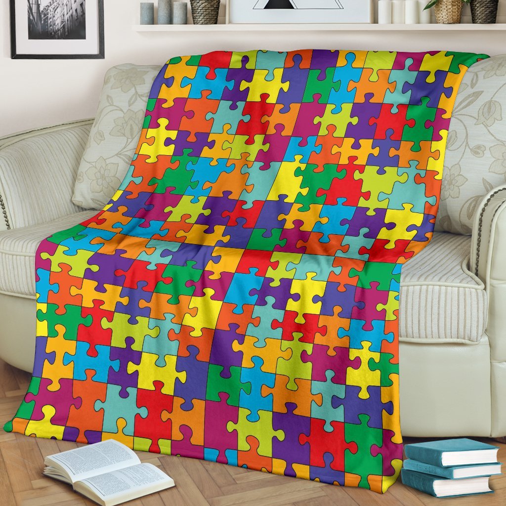 Autism Awareness Merchandise Pattern Print Blanket-grizzshop