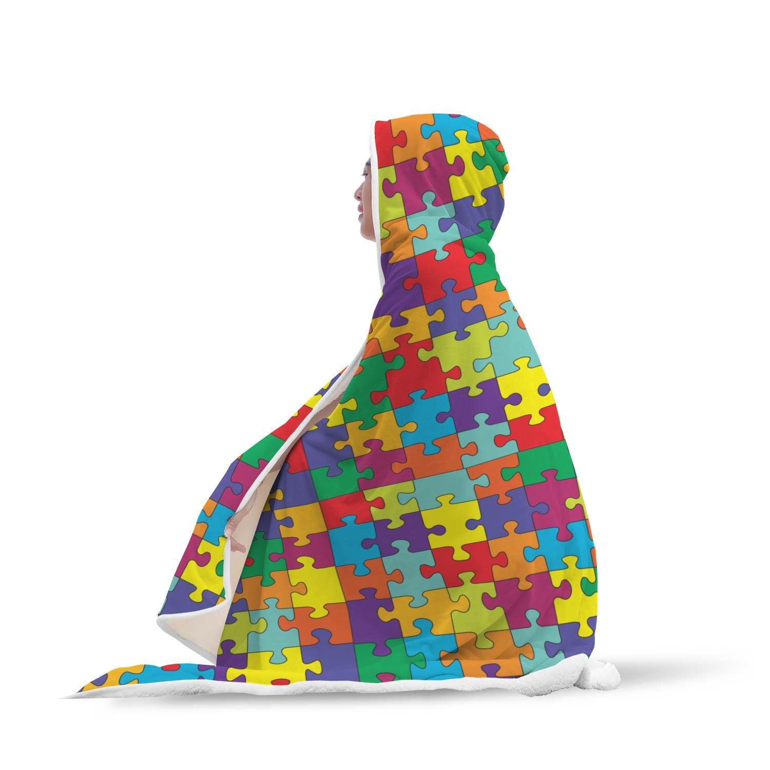 Autism Awareness Merchandise Pattern Print Hooded Blanket-grizzshop