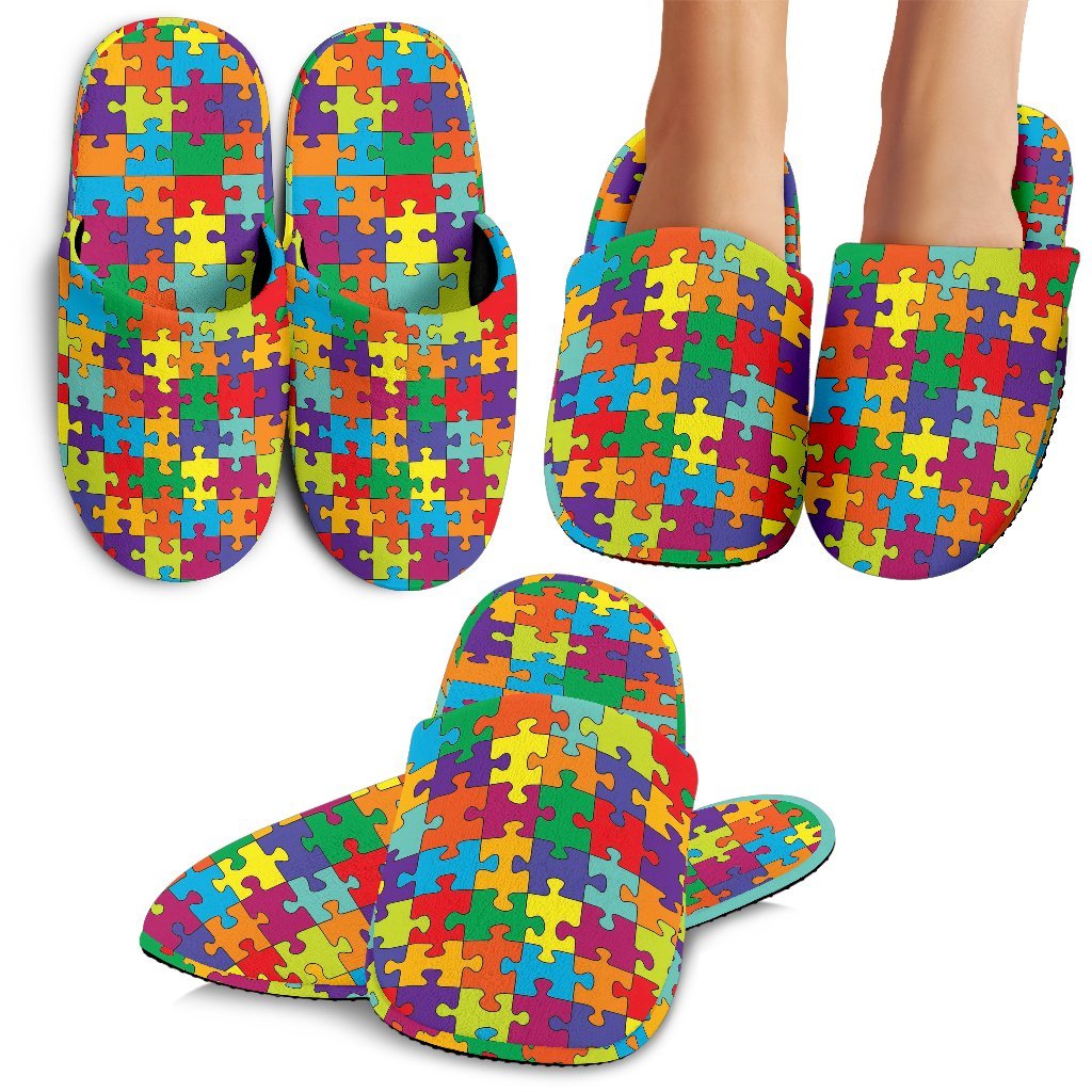 Autism Awareness Merchandise Pattern Print Premium Home Slippers-grizzshop