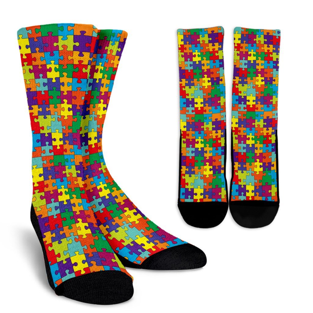 Autism Awareness Merchandise Pattern Print Unisex Crew Socks-grizzshop