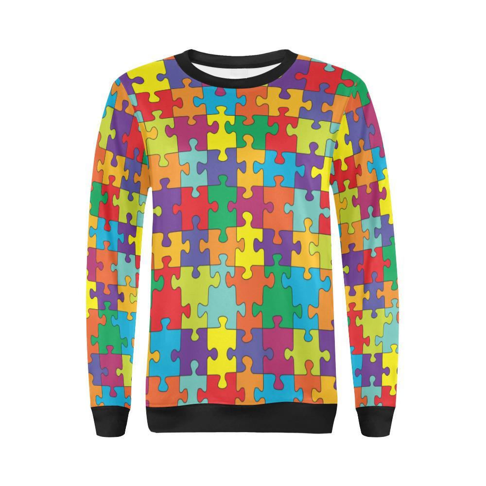 Autism Awareness Merchandise Pattern Print Women Crewneck Sweatshirt-grizzshop