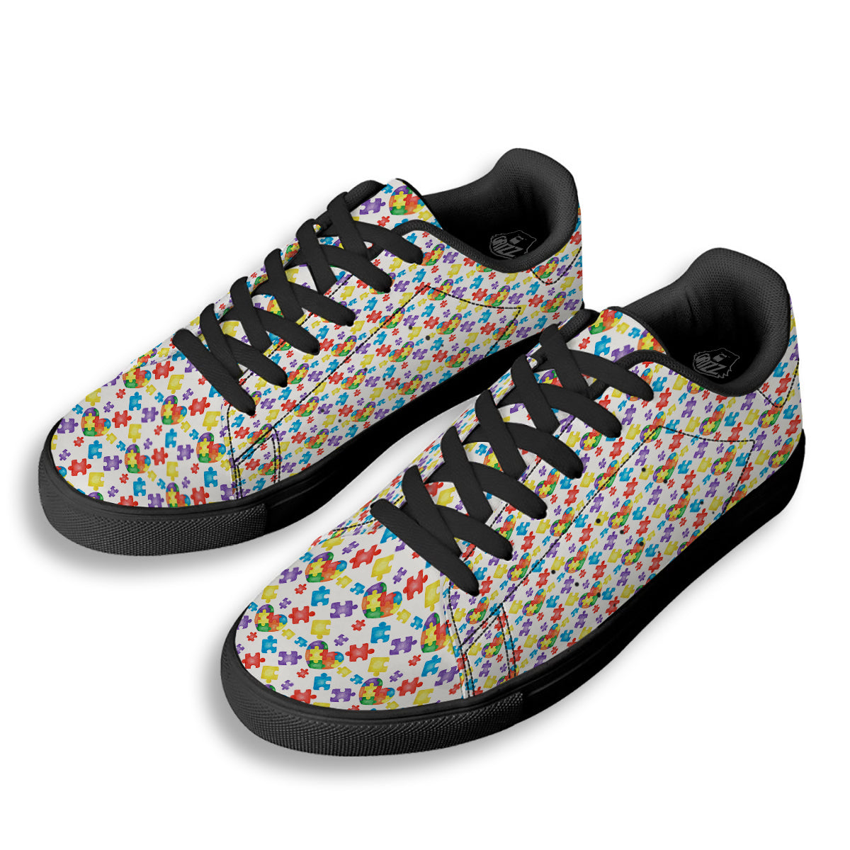 Autism Awareness Print Pattern Black Low Top Sneakers-grizzshop
