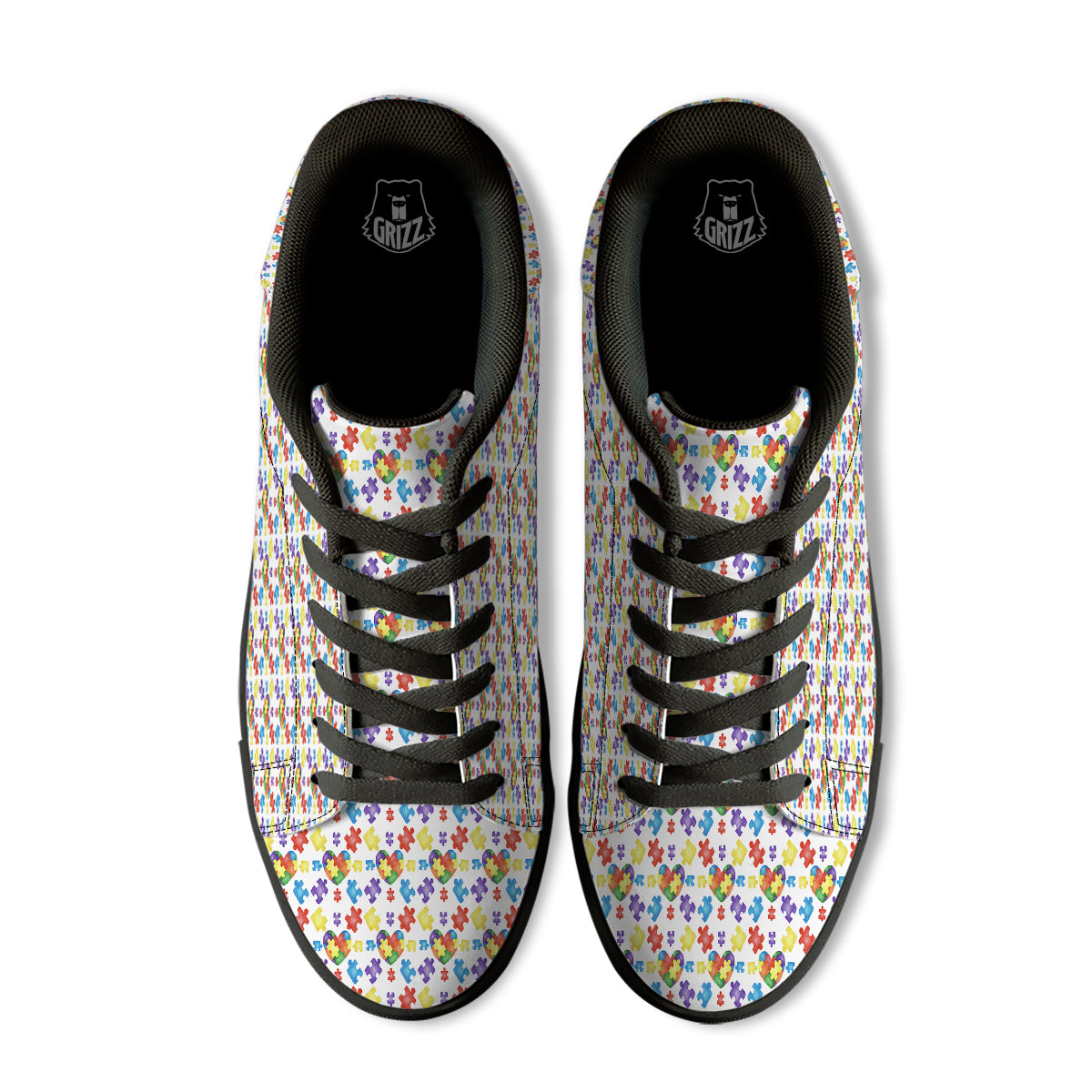 Autism Awareness Print Pattern Black Low Top Sneakers-grizzshop