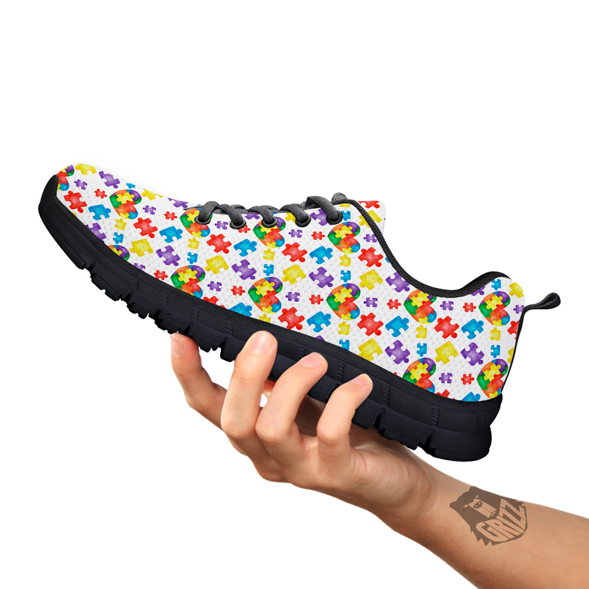 Autism Awareness Print Pattern Black Sneaker-grizzshop