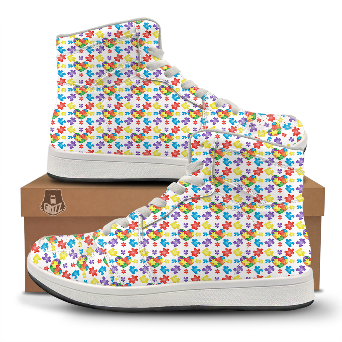 Autism Awareness Print Pattern High Top Sneakers-grizzshop