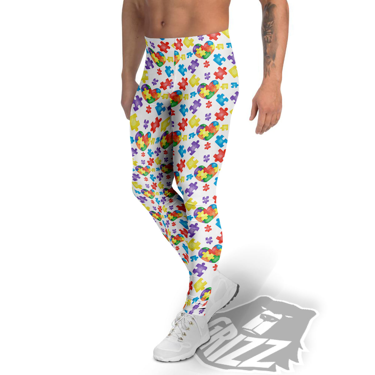Autism Awareness Print Pattern Men's Leggings-grizzshop