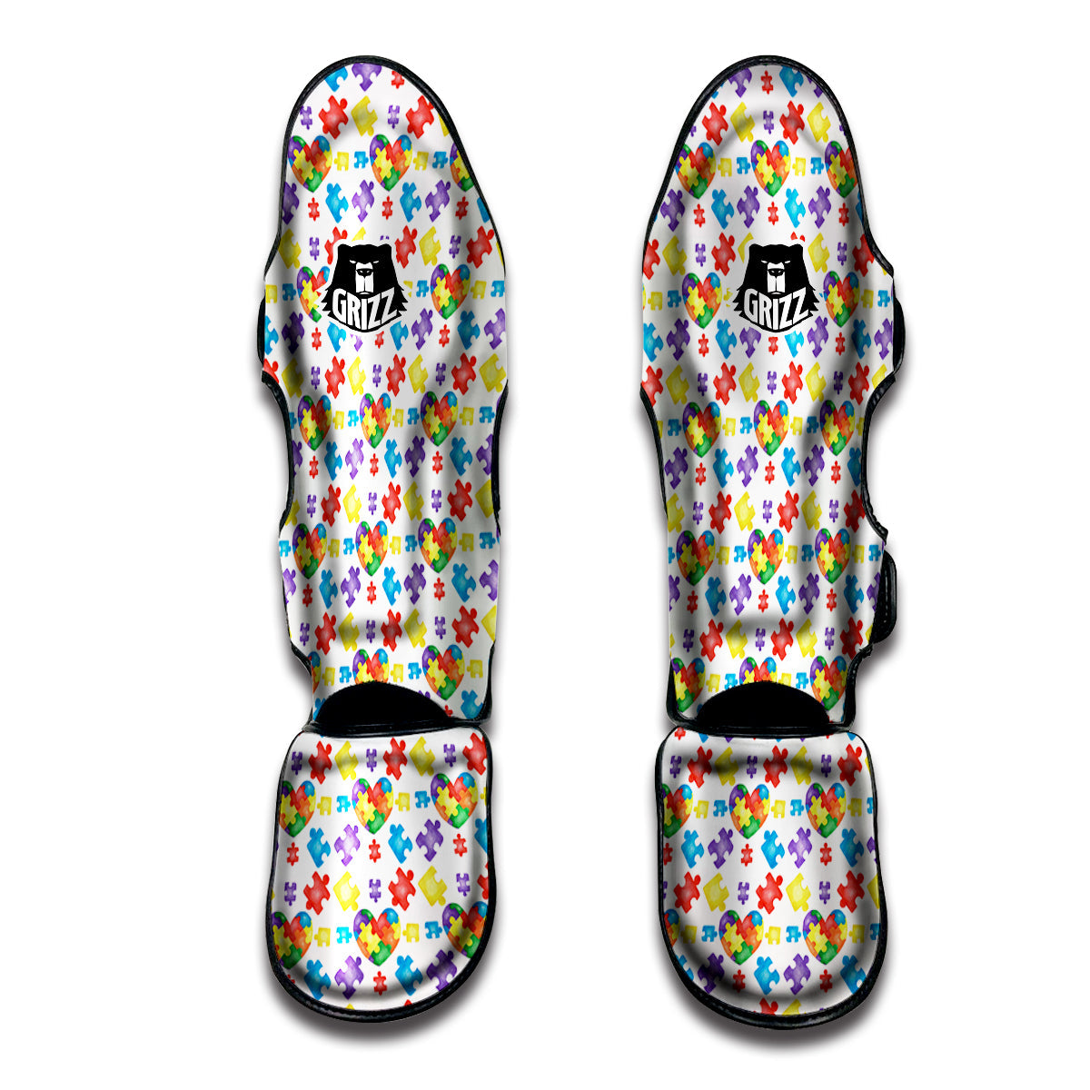 Autism Awareness Print Pattern Muay Thai Shin Guards-grizzshop