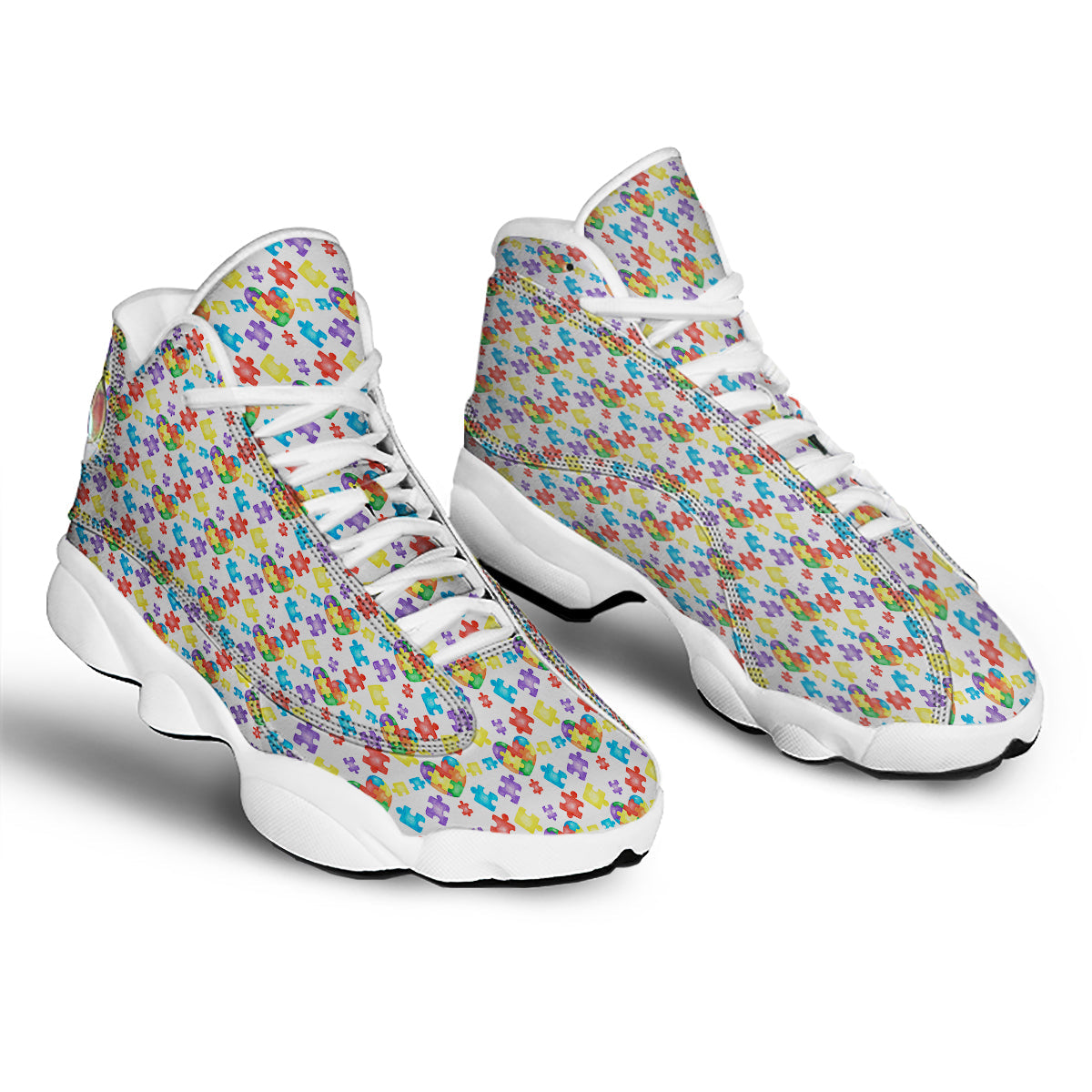 Autism Awareness Print Pattern White Basketball Shoes-grizzshop